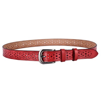 Wholesale women's leather belts women's hollow pin buckle belts