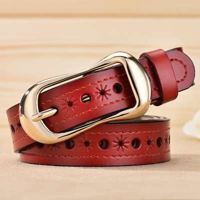 Amazon hot-selling women's leather hollow fine workmanship belt women's all-match leather belt