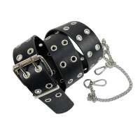 New Style Double Grommet Eyelets PU Leather Punk Belt for Women , Pants Cosplay Halloween Belt female buckle belt