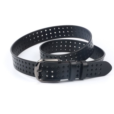 New ladies leather belts free punch pin buckle versatile hollow leather ladies belts women's belts wholesale