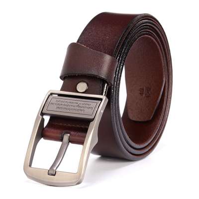 Amazon hot sale men's leather belt vintage high quality pin buckle belts leather men genuine