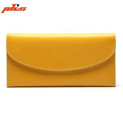 New Arrival Wholesale Simple Cheap Cow Hide Yellow Color Leather Wallet